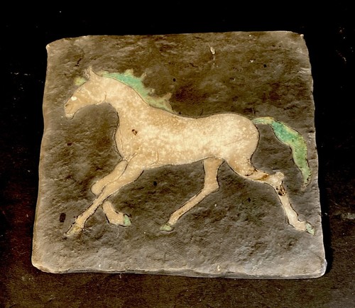 Tile Plaque Art “Running Horse “ 6”x6” With Stand By Cox - Picture 3 of 6