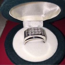 14k gold mens ring & Rhodium Plaited / With Real Dimonds /  Size 10 / NEW