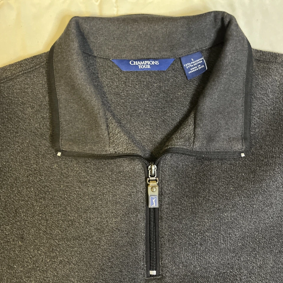 Sudadera Champions Tour Golf 1/4 Cremallera Para Hombre Talla Grande Gris Oscuro Atletismo Foto 3 de 4