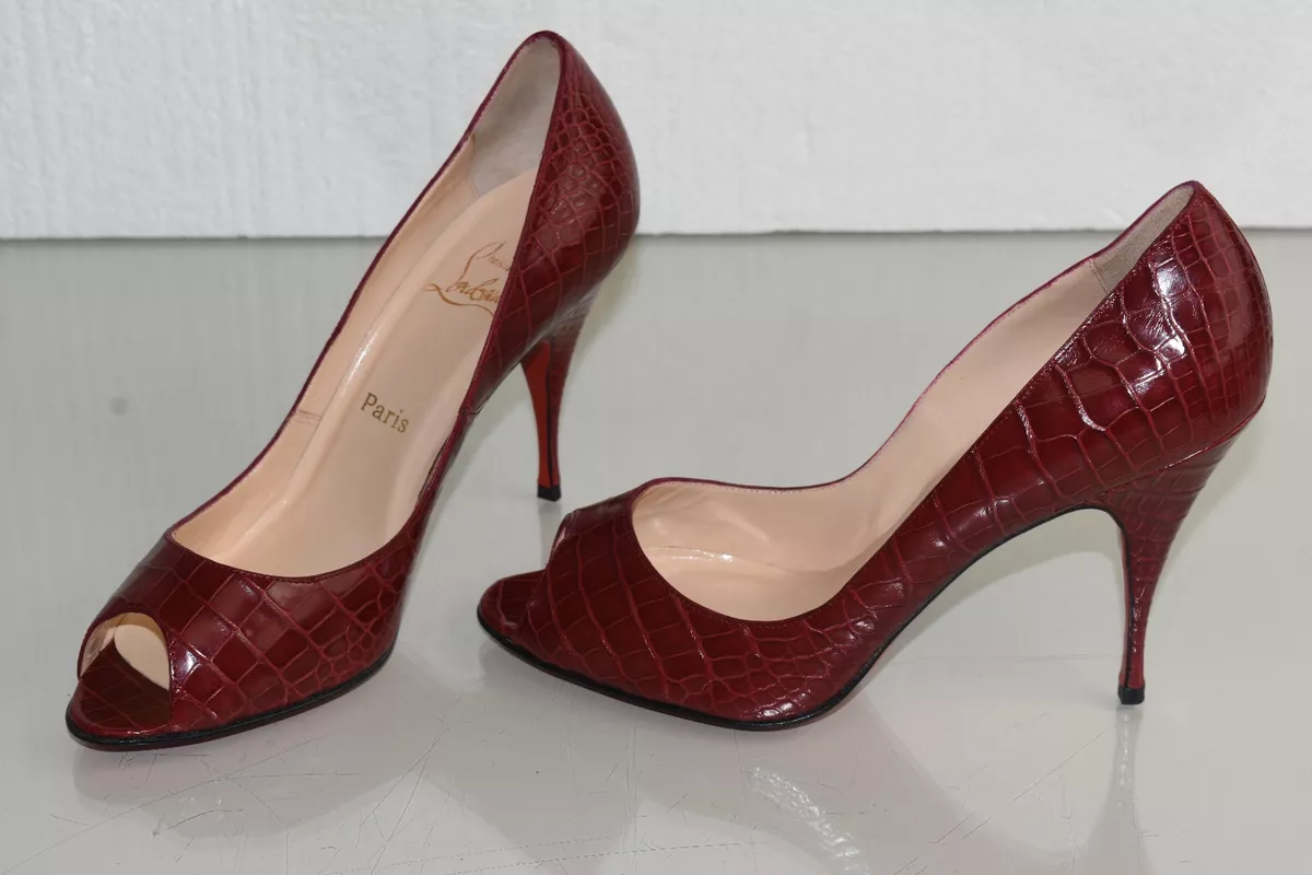 kalv ikke noget Ret NEW Christian Louboutin YOYO 100 Alligator Dk Red WINE Crocodile Pump Shoes  40.5 | eBay