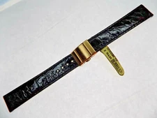 New Di-Modell Black Genuine Full Skin Crocodile 18mm Watch Band Gold Tone Clasp