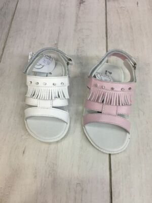 Pex Cleo Mädchen offene Zehenpartie Sandalen, mit Fransen & Strassdetail, nur rosa Größe 4