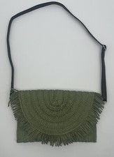 Sundance Woven/ Braided Raffia Crossbody Olive Green Made In Italy
