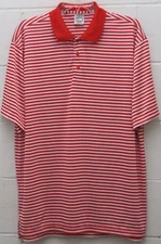 Men's Level Wear Golf Performance Polo Shirt Polyester Red Striped L Large New