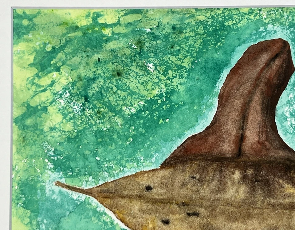 Modernist Abstract Watercolor Painting Art 11x14” Matted Surreal Leaf Mushroom - Image 4 of 4