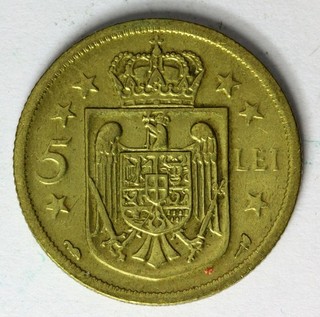 ROMANIA 5 Lei 1930 Nickel/Brass Mihai I. F/VF 4453
