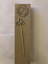 N & F  Sterling Silver Trinity Clover Shawl Hair Stick See Description 5” Length