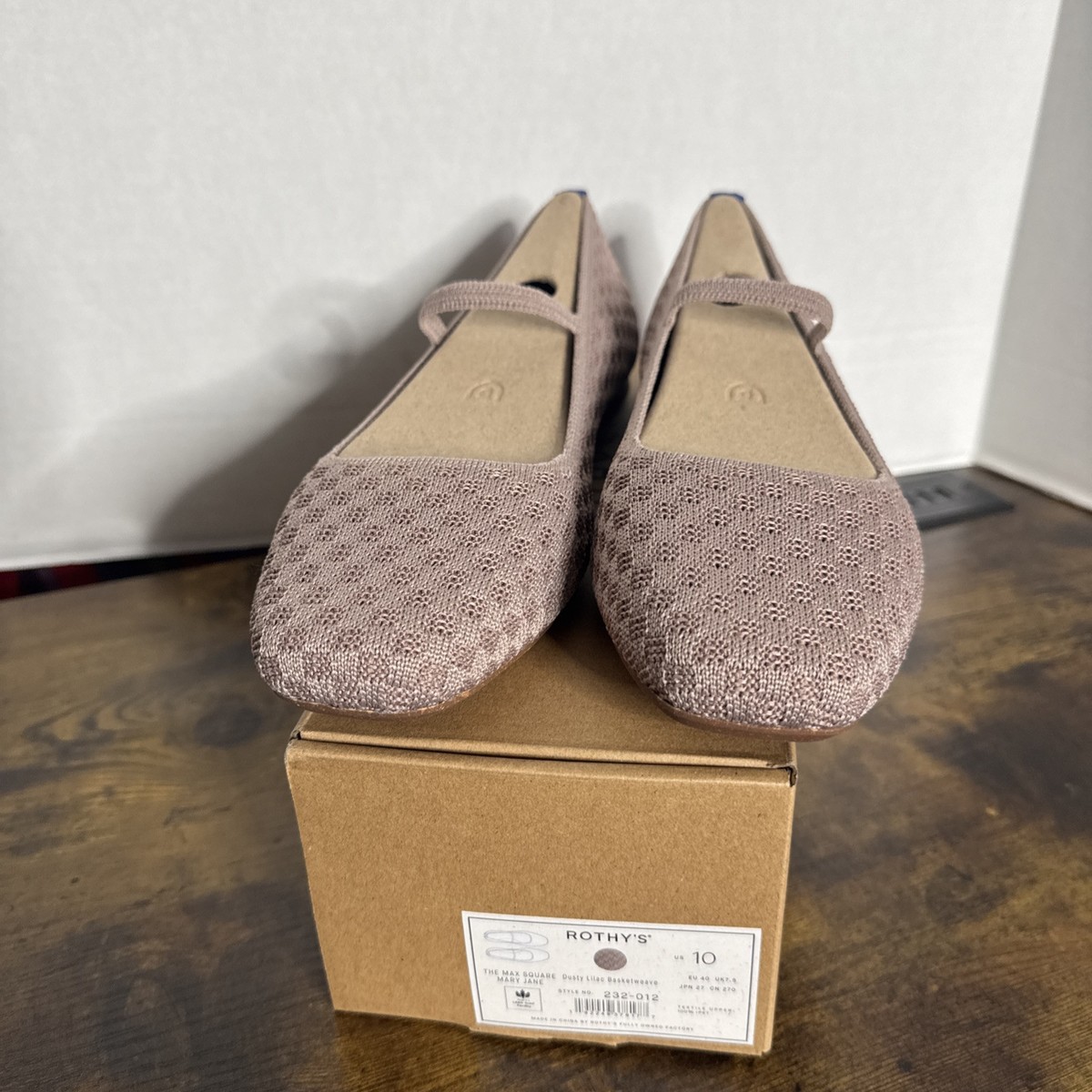 Rothy's The Max Square Mary Jane Dusty Lilac Basketweave Size 7