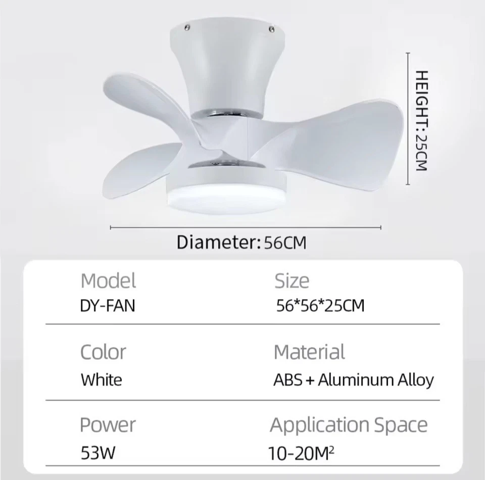 VENTILATORE DA SOFFITTO LAMPADARIO PLAFONIERA 53W  DESIGN LUCE DIMMERABILE WHITE - Image 2 of 4