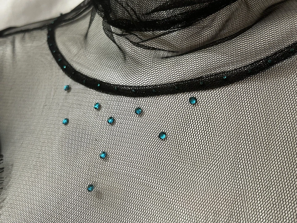 Vestido HOCO de colección años 80 caprichoso victoriano azul negro satinado encaje graduación talla s/m leer Foto 4 de 4