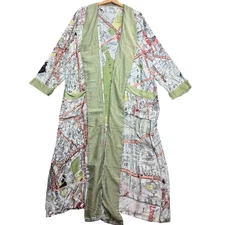 ONE HUNDRED STARS Dressing Gown London Map Street Kimono Dress Duster Coat Long