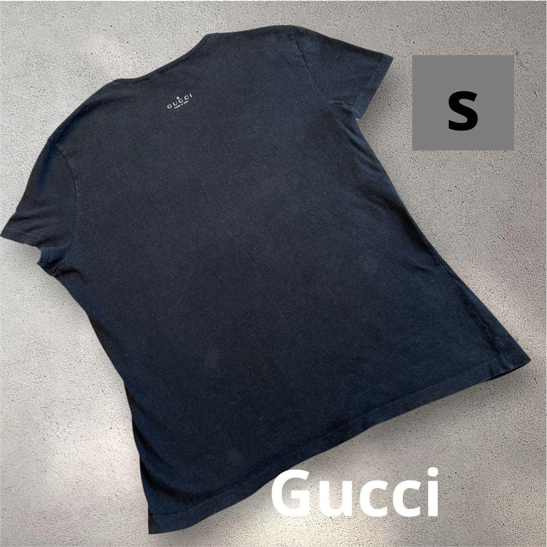 GUCCI Black V-Neck Short Sleeve T-Shirt Size S Womens Fast Shipping from Japan