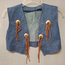 Unbranded Boy's Small Blue Denim Vest Western Cowboy Rodeo Theater Costume Play