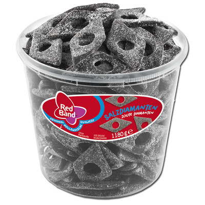 (5,77 /1kg) Red Band Salzdiamanten, Lakritz, 100 Stück