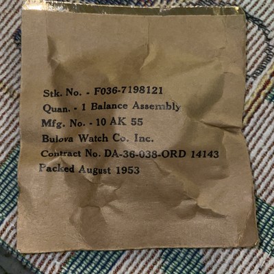 Bulova Balance Complete Model 10AK  F036 7198121 /   Factory Sealed Bag