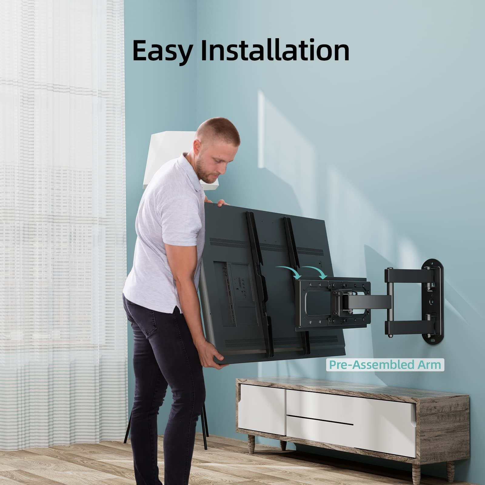 Outdoor Full Motion Weatherproof TV Wall Mount for 26-65 inch Flat/Curved TVs...