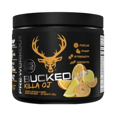 Bucked Up Pre-Workout Killa OJ 288g / 25 serv 11/25 + Samples