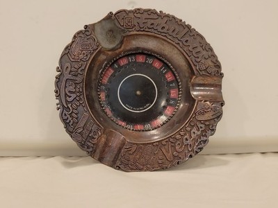 Roulette Wheel Fabulous Las Vegas, Vintage Copper tone Metal Ashtray, Works!