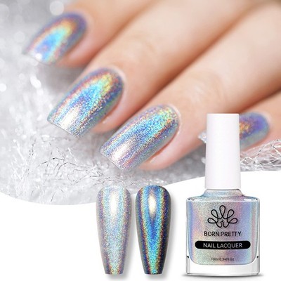 BORN PRETTY Iridescent Nagellack 10ml 10 ml (1er Pack), Silver Holographic 