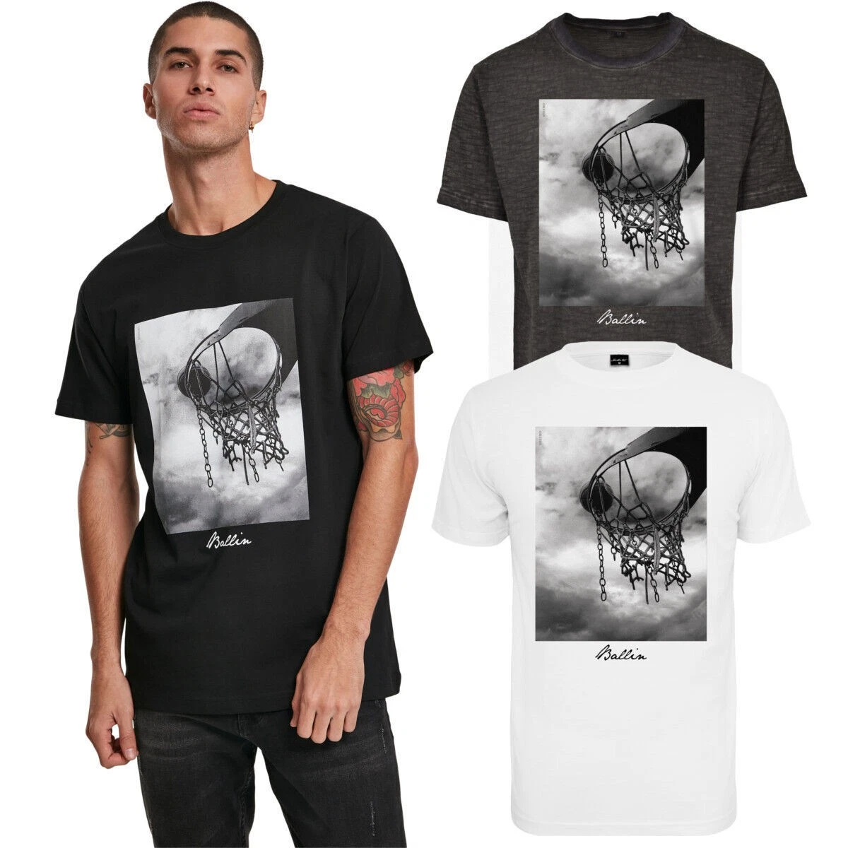 Mister Tee Ballin 2.0 Tee T-Shirt Basketball Hoop Men Round Neck Print Dystopia