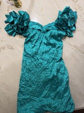 Vintage 80 s Zum Zum Dress Green/Teal Satin Party Dress Party Sz 7-8 Halloween