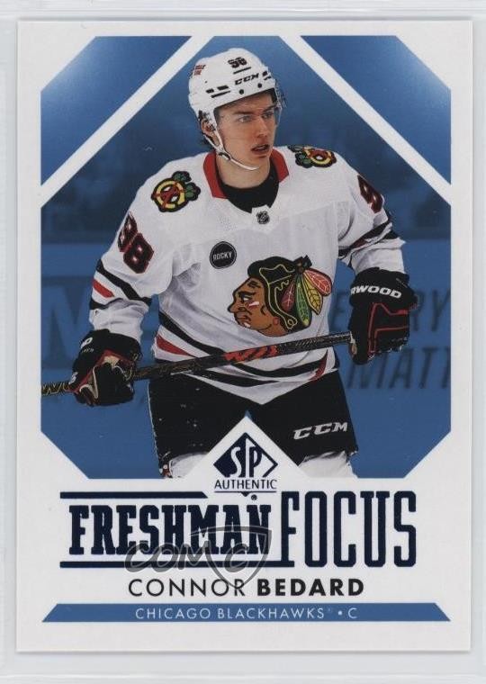 2023-24 SP Authentic Freshman Focus Blue Connor Bedard #1 Rookie RC 4k5