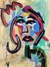 14x11 Unframed Original Expressionism Woman Handmade Acrylic — photo 2