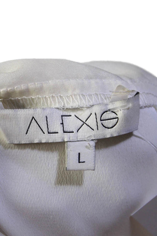 Blusa Top Alexis Mujer Malla Hombro Volantes Manga Corta Blanca Talla L Foto 4 de 4