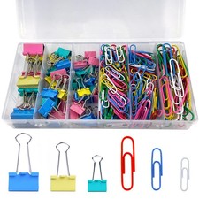 320PCS Paper Clips Binder Clips,Colored Paperclips and BinderClips Assorted S...
