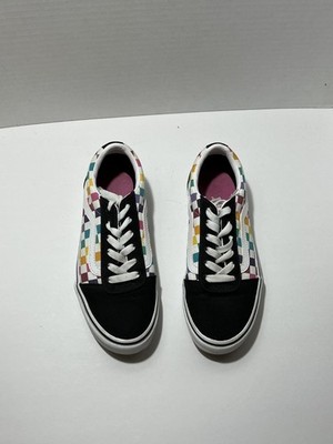 VANS Off The Wall Old Skool Rainbow Checkered Sneaker Shoe Missy Size 4 Youth