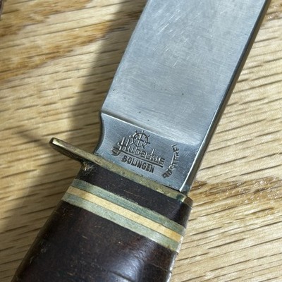 VTG HUBERTUS Knife Solingen Germany Leather Handle Hunting Knife