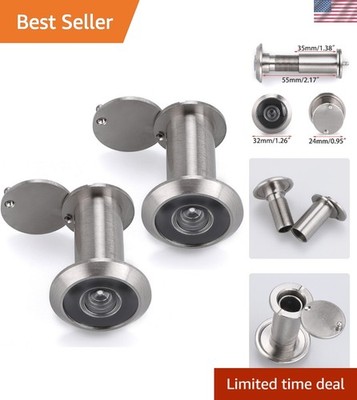 Luxury Solid Brass 220-Degree Door Viewer with Privacy Cover - 2 Pcs Silver
