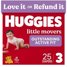 Huggies Little Movers Diapers Size 3, 25 Count White