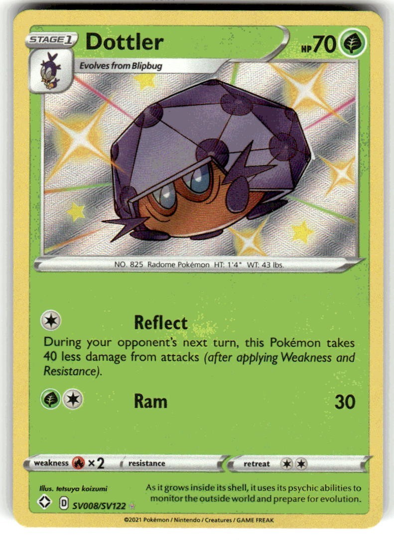 Pokemon Card Dottler SV008/SV122 Ultra Rare Baby Shiny Shining Fates NM