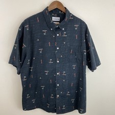 Saddlebred Shirt Mens 2X Black Island Hula Girl Print Short Sleeve Button Down
