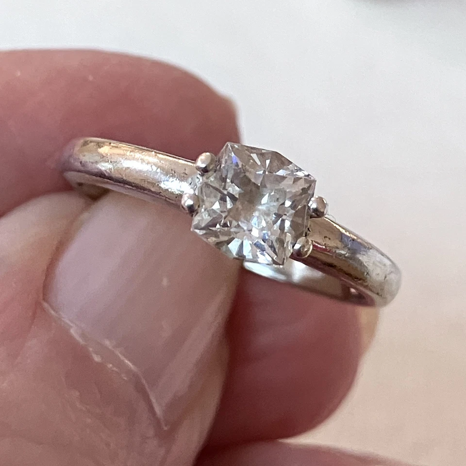 925 Sterling Silver QVC Diamonique Solitaire Engagement Ring Hallmarked Size P - Image 4 of 4