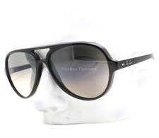 Ray-Ban Cats 5000 Sunglasses RB 4125 601/32 Polished Black Gray Glass with Case