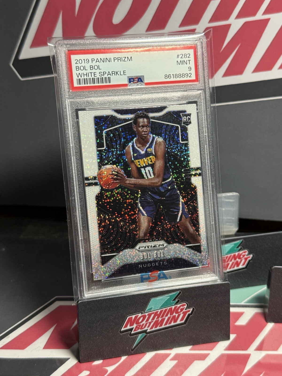 2019 Prizm White Sparkle SSP Bol Bol RC #282 PSA 9 - Pop 3 ! Rare