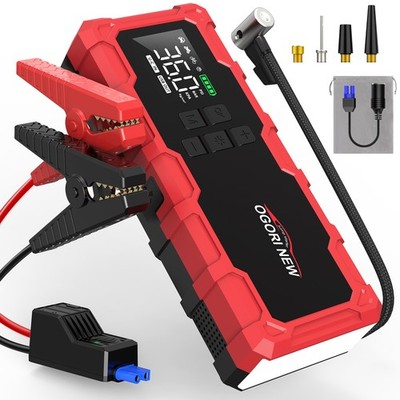 12V 8000A Starthilfe mit Kompressor, LED Taschenlampe und USB Ladegerät  DE