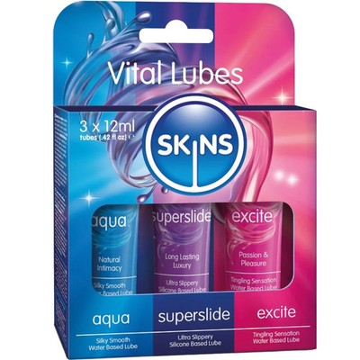 SKINS   VITAL LUBES KIT AQUA, SUPERSLIDE & EXCITE GLEITMITTEL 3 x 12 ML