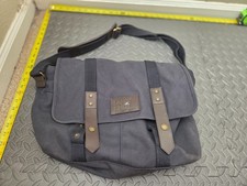 Lands End Messenger Bag Canvas Denim USA Navy...