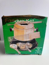 Fondue Set emaillierter Stahl mit Spiritusbrenner Ständer Set mit 6 Gabeln 