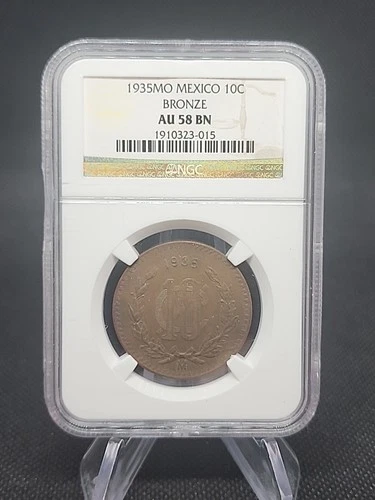 1935 Mexico 10 Centavos NGC AU58