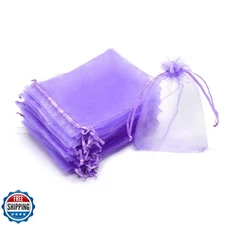 Bezall 50pcs Drawstring Organza Jewelry Candy Pouch Christmas Wedding Party F