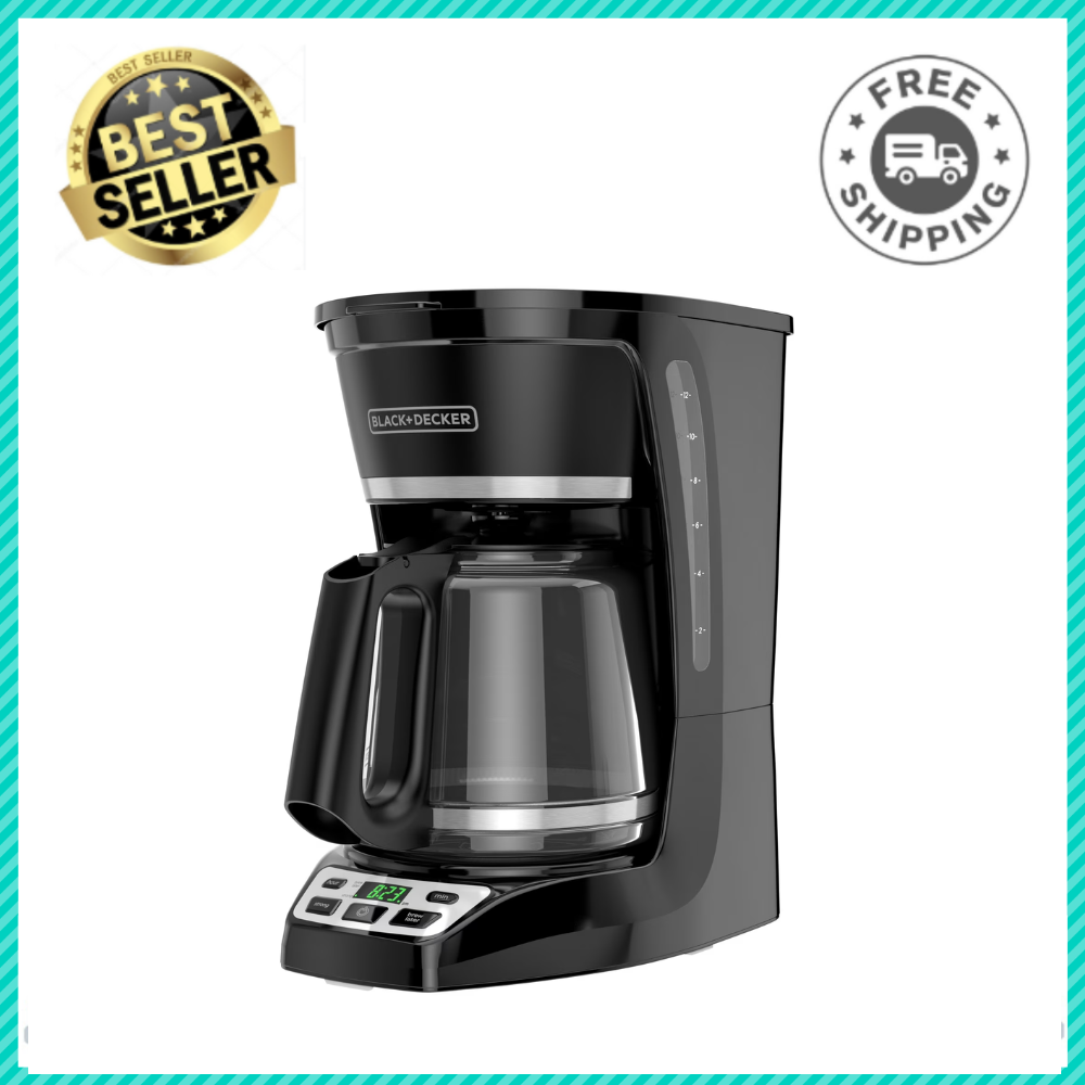 BLACK+DECKER 12 Cup Programmable Coffee Maker, Drip Machine, Black,  CM1070B-1