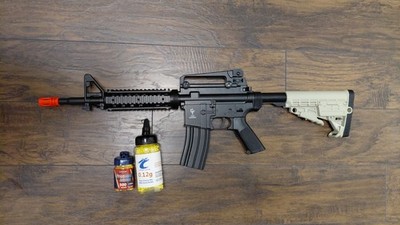 Game Face Elite Renegade Airsoft Rifle 350 FPS Tan/Black Bundle w/ 1100+ BBs