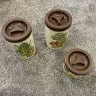Set Of 3 Ballonoff Tin Canisters Vegetable Design Brown Lid MCM VTG 1960s ZZ7 — photo 2