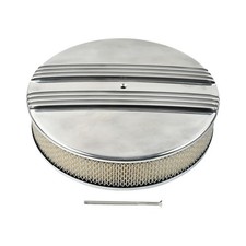 14x3 Aluminum Polished Half Finned Round Air Cleaner Assembly For Chevy Ford 14x3 Aluminum Polished Half Finned Round Air Cleaner Assembly For Chevy Ford