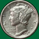 1919 Mercury Dime Almost Uncirculated AU Coin, Cleaning #38599