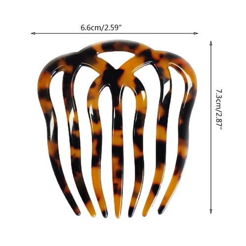 French Twist Hair Side Comb Hollow Out Wavy 7 Teeth Acetate Tortoise Hairpin - Picture 7 of 9